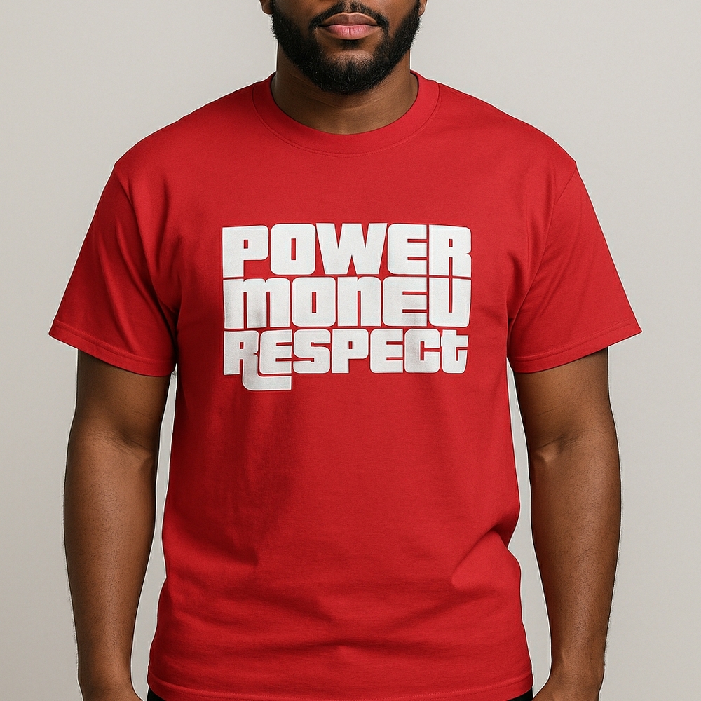 POWER MONEY RESPECT Red Graphic Tee 100% cotton 2xl
